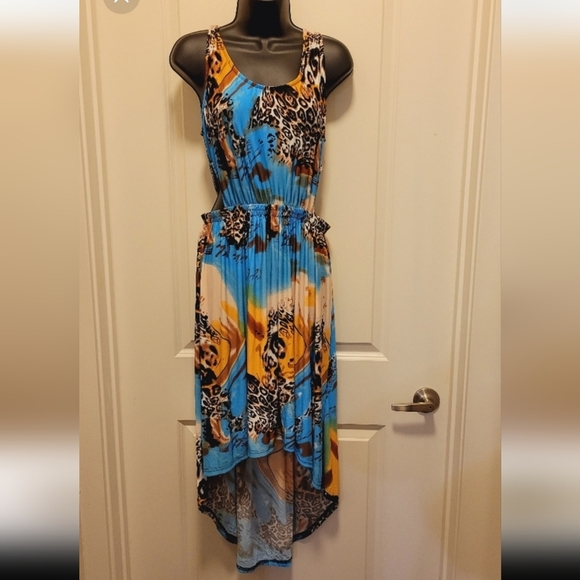 NWOT Vibrant Animal Print High-Low Dress Xl 1x - Picture 1 of 5